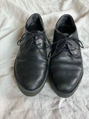 Camper Black Leather Women's Creeper Flat Lace-up Shoes